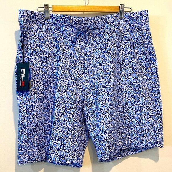 NWT Ralph Lauren RLX Golf Size 36 Printed Fish Athletic Shorts - Classic Fit - Picture 1 of 13